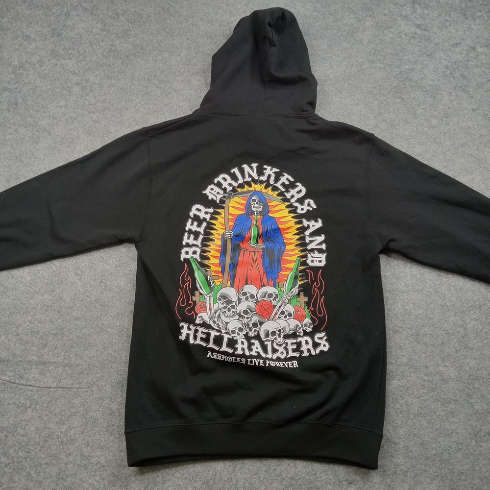 A*sholes Live Forever Hoodie Mens Small Sweatshirt Beer Drinkers Hell Raisers